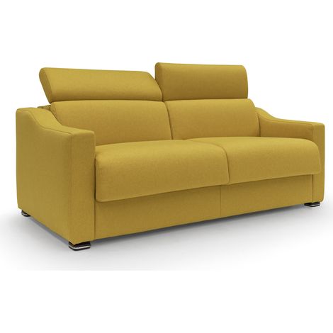Amber Schlafsofa mit 18 cm hoher Matratze Stoff T05 211 cm (mat. 160x197) gelb (1/4)