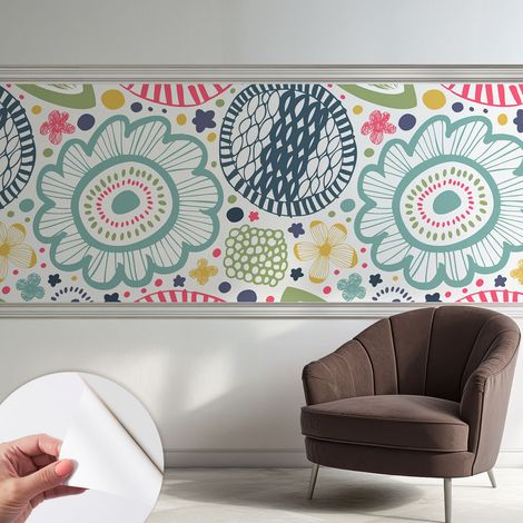 Papier peint adhésif autocollant pour salon chambre à coucher peint imprimé pour mur Motifs floraux 250x104 cm (1/5)