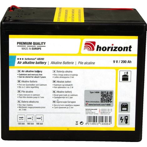 Horizont Trockenbatterie TURBOMAX AB 200 9 Volt, 200 Ah, 13 x 16,2 x 19 cm, passend für 56410619 und 56410661 (1/3)