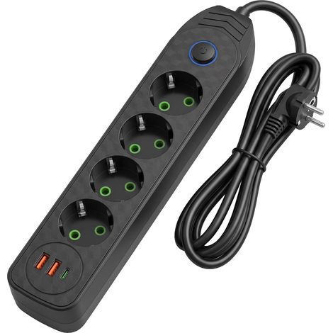 Toolight Power Strip Extension Cord 4 Outlets + 2x Usb-a + Usb-c Jnh025-4b Black (1/5)