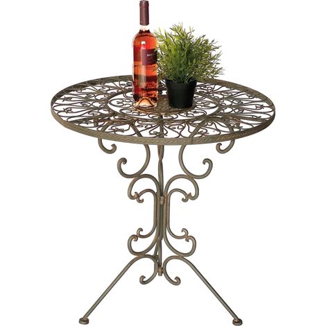 DanDiBo Tisch Bistrotisch Antik Rund Gartentisch Metall 1792 Eisentisch Balkontisch Vintage