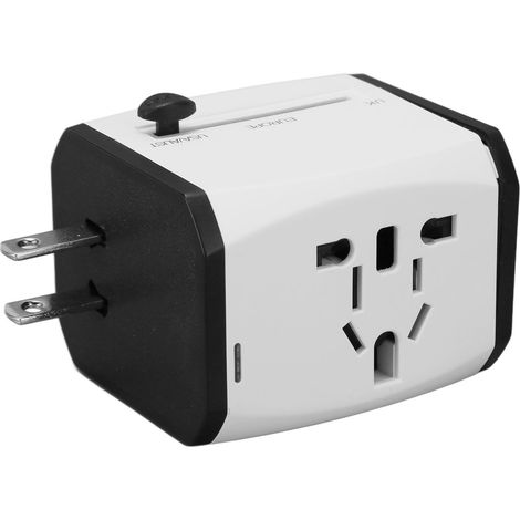 Adaptateur de voyage universel Smart Power, adaptateur de prise international, convertisseur de prise tout-en-un, chargeur mural 6 A, 2 ports USB et 1 port USB-C. Compatible avec l'Europe, les États-U (1/5)