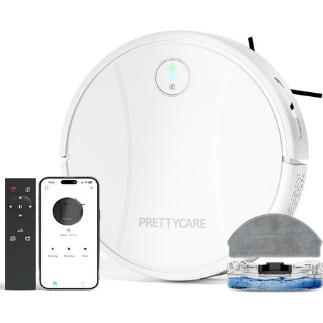 PrettyCare C2 – Aspirateur robot avec Auto Carpet Boost, aspiration 4000 Pa, WiFi, contrôle App et Alexa, pour sols et tapis