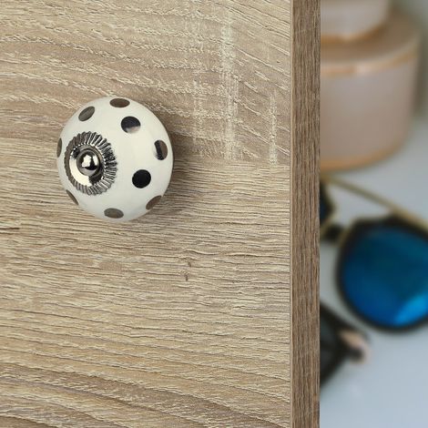 Ouvre&Déco – Bouton de meuble SUPREME, Porcelaine blanc argent Ø40 mm (1/5)