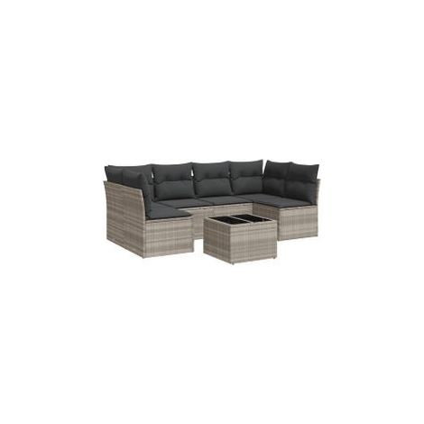 Salon de jardin avec coussins 7 pcs gris clair résine tressée (1/4)