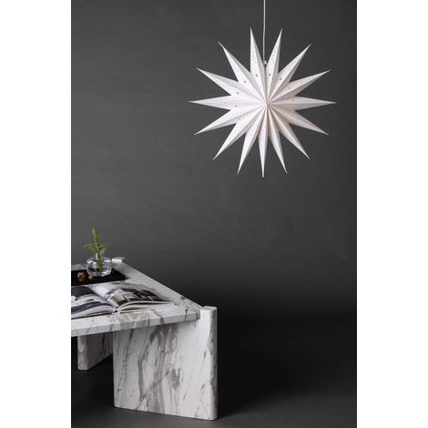 Lindvallen étoile de Noël avec lumière papier Ø60 cm suspension blanc. (1/4)