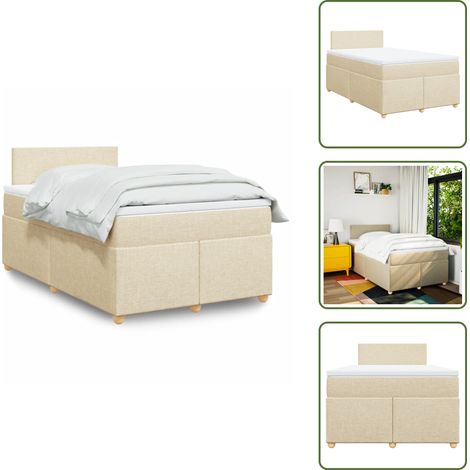 Sommier à lattes de lit avec matelas crème 120x190 cm tissu - Sommier À Lattes De Lit - Sommiers À Lattes De Lit - Lit - Meuble De Chambre À Coucher (1/5)