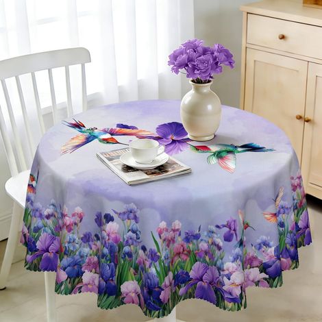 Nappe ronde 140 cm résistante aux intempéries Kolibri motif floral polyester lavable