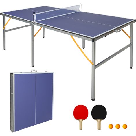 Tavolo da ping pong pieghevole professionale di medie dimensioni, 182x91 cm/6x3 piedi, set da gioco con rete, 2 racchette e 4 palline per adulti e ragazzi - Montaggio rapido per interni/esterni (1/5)