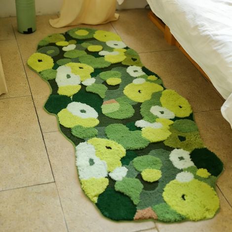 Tappetino da bagno lungo 60x120 cm, motivo floreale verde muschio, morbido tappetino da bagno trapuntato 3D, antiscivolo, assorbente e lavabile, adatto anche per corridoio, camera da letto e lavanderi (1/5)