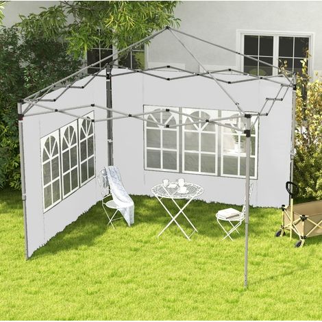 2 pannelli laterali per gazebo 3 x 3 / 3 x 4 m con finestre, bianco, REDOM (1/5)