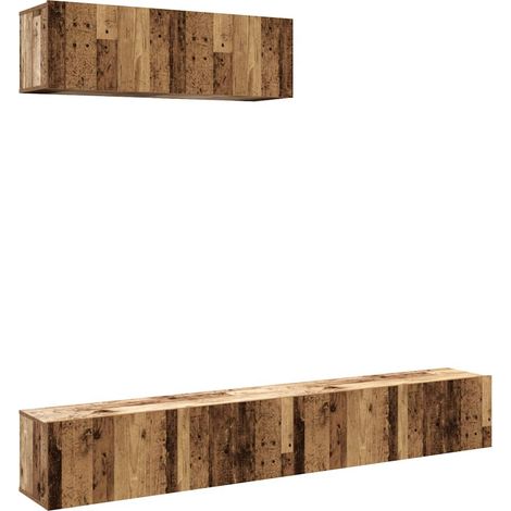 Meubles TV muraux 3 pcs，Banc TV，Armoire TV vieux bois 100x30x30 cm bois ingénierie CFW629607 (1/5)