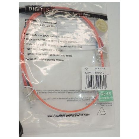 Cordon fibre optique duplex Multimode OM1 SC/SC 62.5/125 couleur orange longueur 1m ASSMANN DK-2622-01