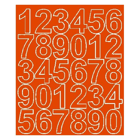 Pegatinas autoadhesivas con números de 4,5 cm, color naranja brillante.