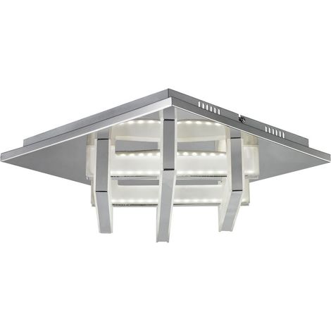 Plafonnier chromé lampe de salon plafonnier LED lampe de chambre, acrylique, 15W 1200lm blanc neutre, LxH 30 x 10 cm, Esto740032 (1/5)
