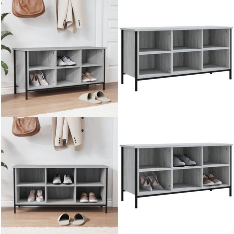Armoire à chaussures sonoma gris 100x35x50 cm bois d'ingénierie - Armoire À Chaussures - Meuble Chaussure - Rangement Chaussures - Étagère Chaussures - Rangement Maison - Home & Living (1/5)