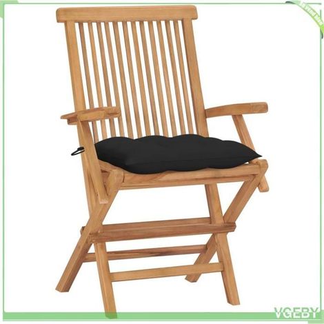 Chaises de jardin - FAFEICY - 3065639 - Bois de teck massif - Pliantes - Coussins noirs inclus (1/5)