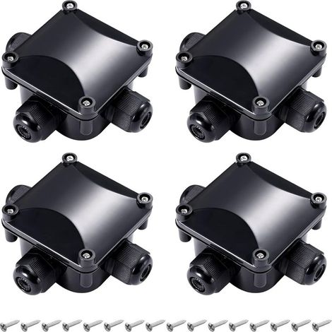 x IP68 Waterproof Junction Box 3 Wire Outdoor Connection Box Black (1/5)