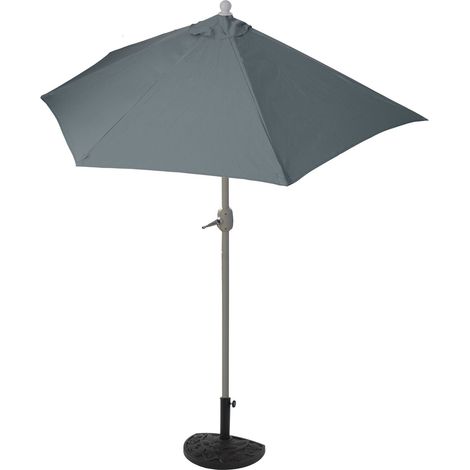 [NEUWERTIG] Sonnenschirm halbrund Lorca, Halbschirm Balkonschirm, UV 50+ Polyester/Alu 3kg 300cm anthrazit mit Ständer