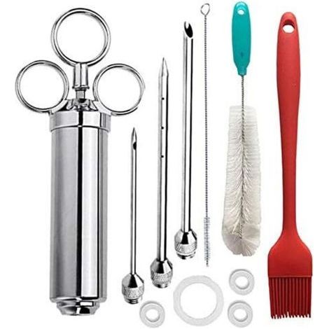 Fleischinjektor aus Edelstahl 304, Marinadenspritze, professionelle Saftspritze für türkisches Fleisch, Rindfleisch, Hähnchen, Braten und Grillfleisch. (1/5)
