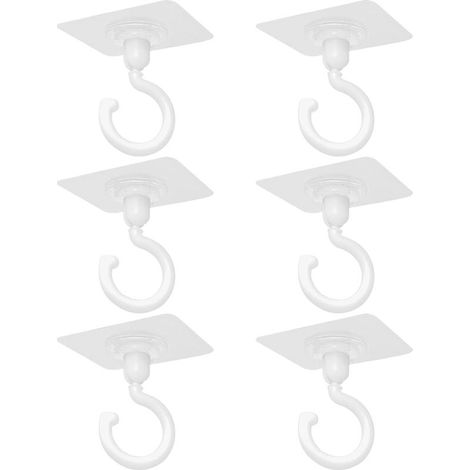 Set mit 6 drehbaren Klebehaken für Decke und Wand – vielseitig einsetzbar für Küche und Bad (1/5)