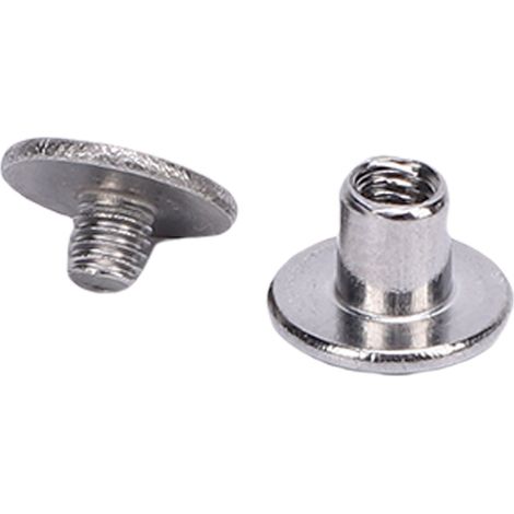 Lot de 100 rivets et vis M3 en acier inoxydable à tête plate ronde pour la maroquinerie et la confection de vêtements (4 x 4 x 8,5 mm). (1/5)