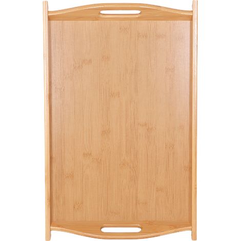 Plateau de service rectangulaire en bambou avec poignée pour thé, café, aliments et boissons, idéal pour les réceptions à la maison. (1/5)