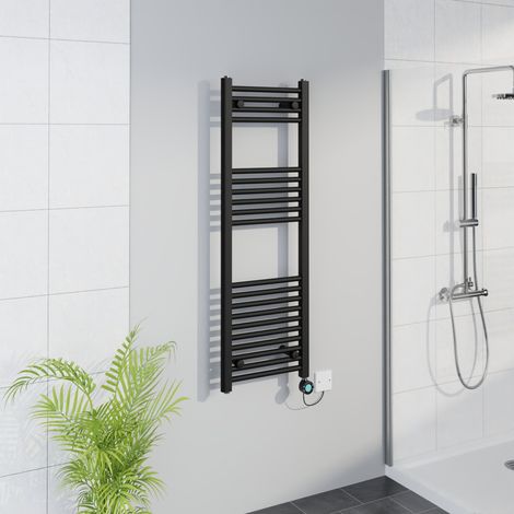 WiFi Thermostatic Straight Towel Rail Timer Black 1200x400mm