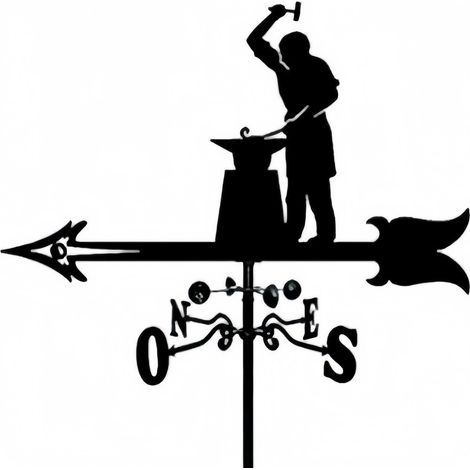 Girouette en métal forgeron, support pour girouette d'extérieur, décoration artisanale, ferme, jardin, belvédère (1/5)