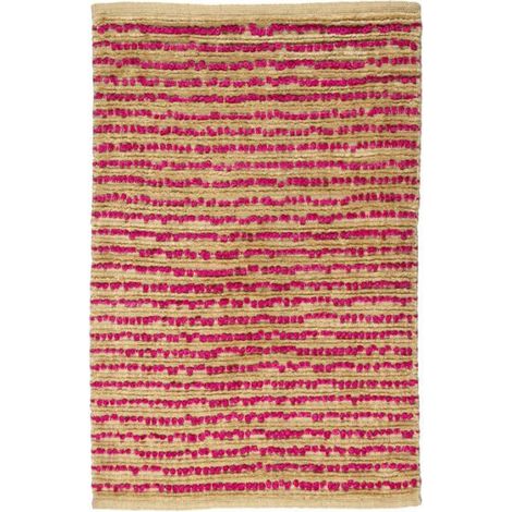 STABILOVE LIGNE - Tapis en jute et coton beige et fuschia 60x90 (1/2)