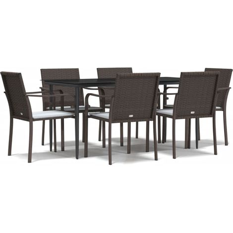 Maison Exclusive - Juego comedor jardín 7 piezas y cojines ratán (1/5)