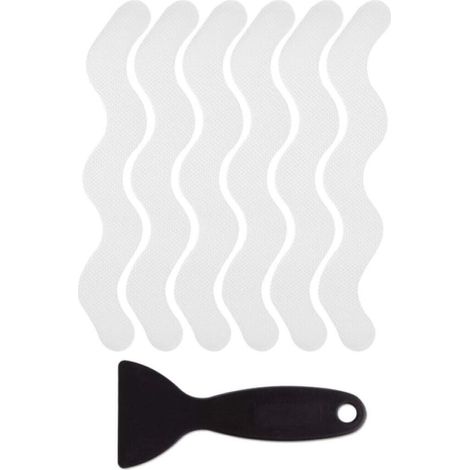 (Transparent) Lot de 24 autocollants antidérapants pour douche, bandes de sécurité pour baignoire, autocollants adhésifs de haute qualité avec grattoir, adaptés aux marches de baignoire et de douche. (1/5)