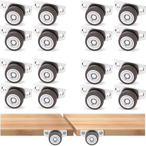 16 poulies de support anti-porte, roues directionnelles linéaires pour pieds de table, rouleaux fixes latéraux, 1pouces, marron (1/4)