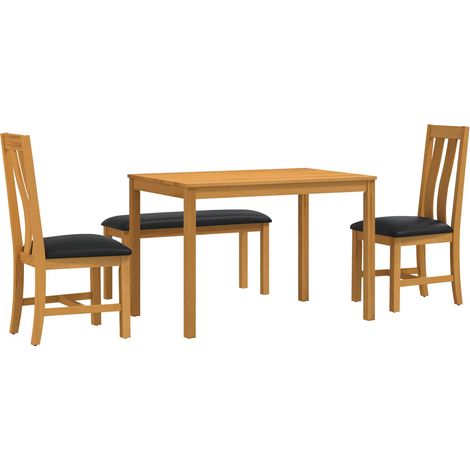 Ensemble de salle à manger 4 pc Noir Bois de chêne massif vidaXL (1/5)