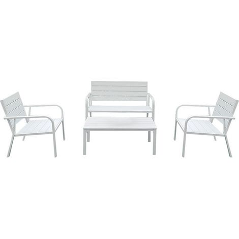1CF SET GIARDINO EFFETTO POLYWOOD 'ARBUS' colore bianco