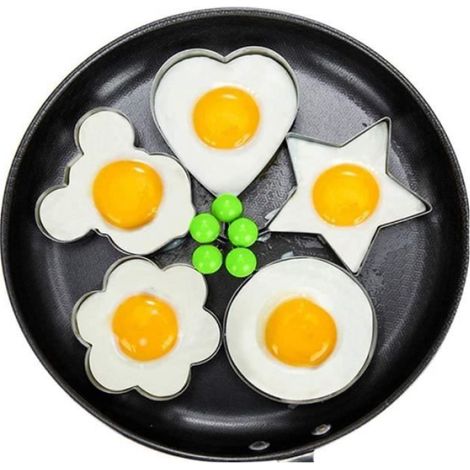 Moule à œufs Frits en Acier Inoxydable - Anneaux à œufs Antiadhésifs - 5 Pièces (1/4)