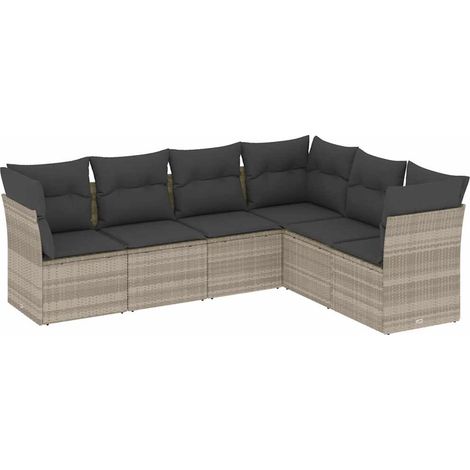 Maison Exclusive - 6-tlg. Garten-Sofagarnitur mit Kissen Hellgrau