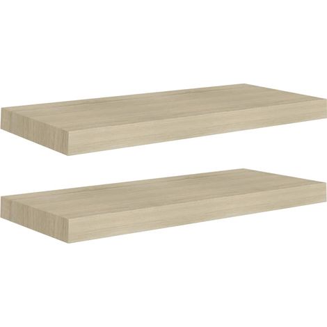 Étagères murales 2 pcs，Étagère flottante chêne 60x23,5x3,8 cm MDF CFW73736 (1/5)