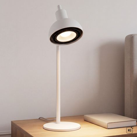 Schreibtischlampe Weiß 46.7 cm hoch schwenkbarer Schirm Metall GU10 Tischleuchte (1/5)