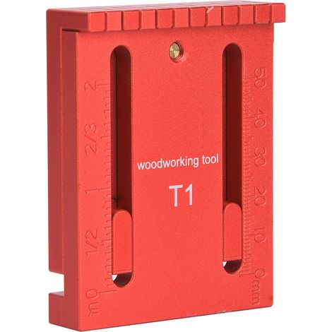 Règle de mesure de profondeur en alliage d'aluminium rouge et laiton, outil de mesure pour le travail du bois T1T1 (1/5)