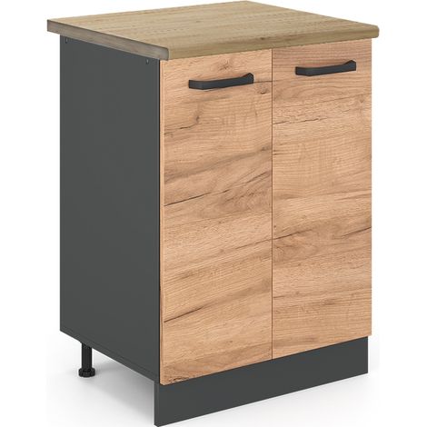 Mueble bajo de cocina R-Line, Roble dorado, 60 cm , ET Roble, Vicco