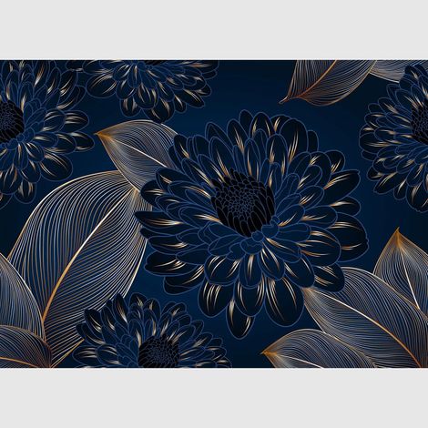 Papier peint intissé - Feuilles de chrysanthèmes - 375x270 cm (1/5)