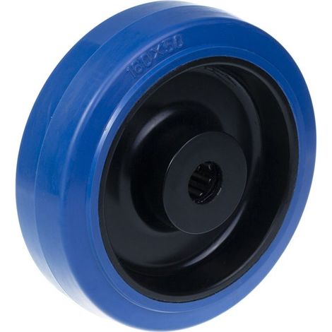 Roue - 160 mm - Caoutchouc bleu - Centre en nylon - Capacité 350 kg
