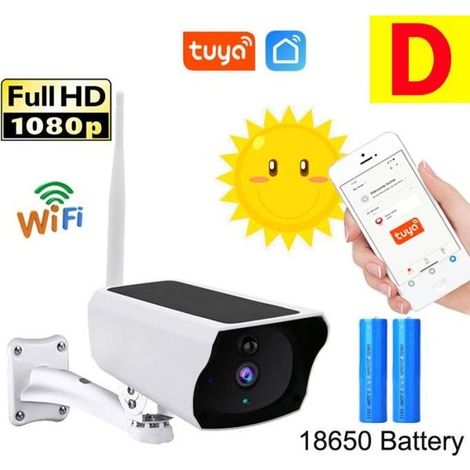 Caméra de Surveillance Solaire WiFi Extérieure sans fil 1080P Caméra Tuya Bidirectionnel Vision Nocturne IP66 Étanche (1/4)