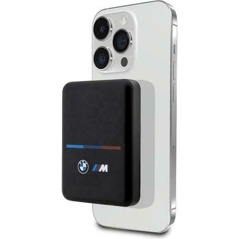 Powerbank induttivo BMW BMPBMS5K22PGVK 15W 5000mAh + cavo nero/nero Collezione M MagSafe