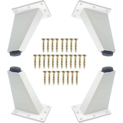 Lot de 4 pieds de meuble Ulisem, pieds de meuble inclinés en aluminium, pieds de remplacement pour canapé, armoire, commode, table, vis de montage incluses, blanc, 80 mm (1/4)
