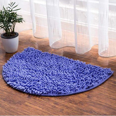 Tapis de bain antidérapant demi-rond 40x60 cm bleu marine - Doux, absorbant, paillasson salle de bain et cuisine