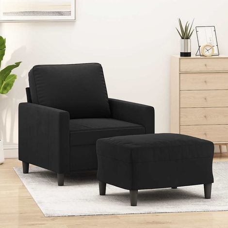 vidaXL Fauteuil avec repose-pied Noir 60 cm Velours (1/5)