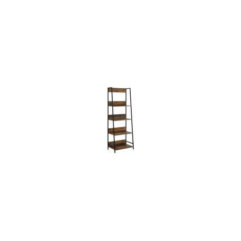 Skinny Rustic Display Bookcase With 4 Shelves Industrial Style Storage Oak Metal (1/5)