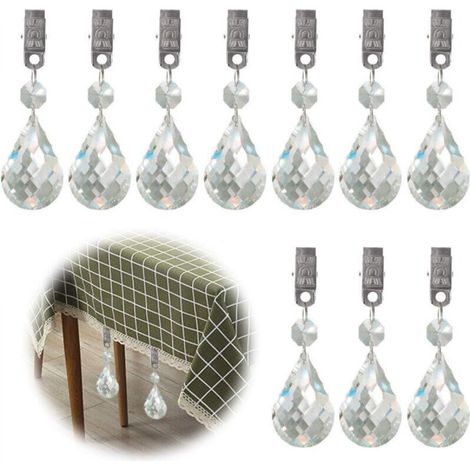 Set of 10 crystal tablecloth clips for picnics, parties and weddings (1/5)